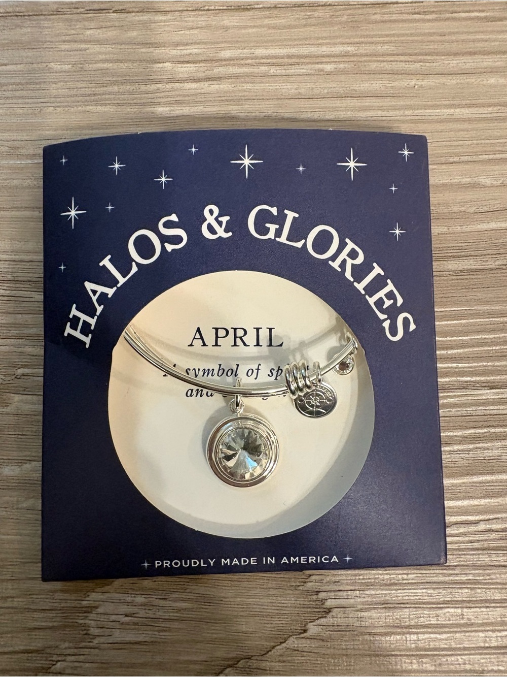 Alex and Ani Halos and Glories April Silver Birthstone Bangle